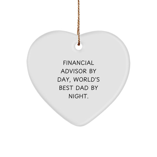 Financial Advisor Gifts, Funny Heart Ornament, Gifts from Dad, Gifts for Financial Advisor By Day, World's Best Dad By Night, Christmas Unique Gifts - Image 1