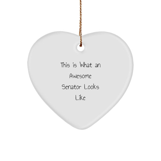 Senator Heart Ornament, 'This Is What An Awesome Senator Looks Like' Funny Gift for Men, Women, or Friends, Christmas Unique Gifts from Friends, Family, or Coworkers - Image 1
