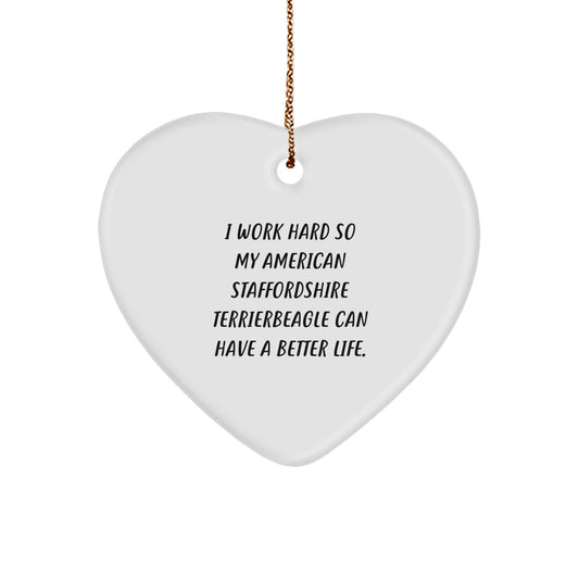 Funny American Staffordshire Terrier Dog Gifts - Heart Ornament for Christmas from Friends to Family - Image 1