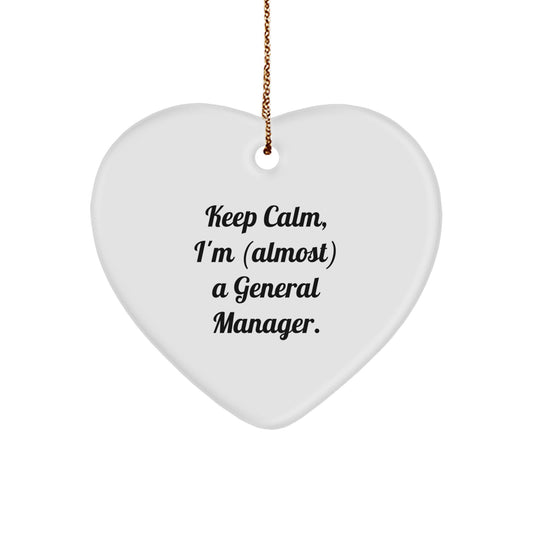 Funny General Manager Gifts from Friends for the Almost There Executive, Heart Ornament for Christmas - Image 1