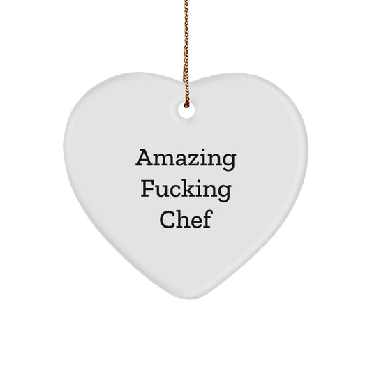 Funny Chef Gifts, Amazing F--king Chef Heart Ornament, Christmas Unique Gifts from Men to Friends - Image 1