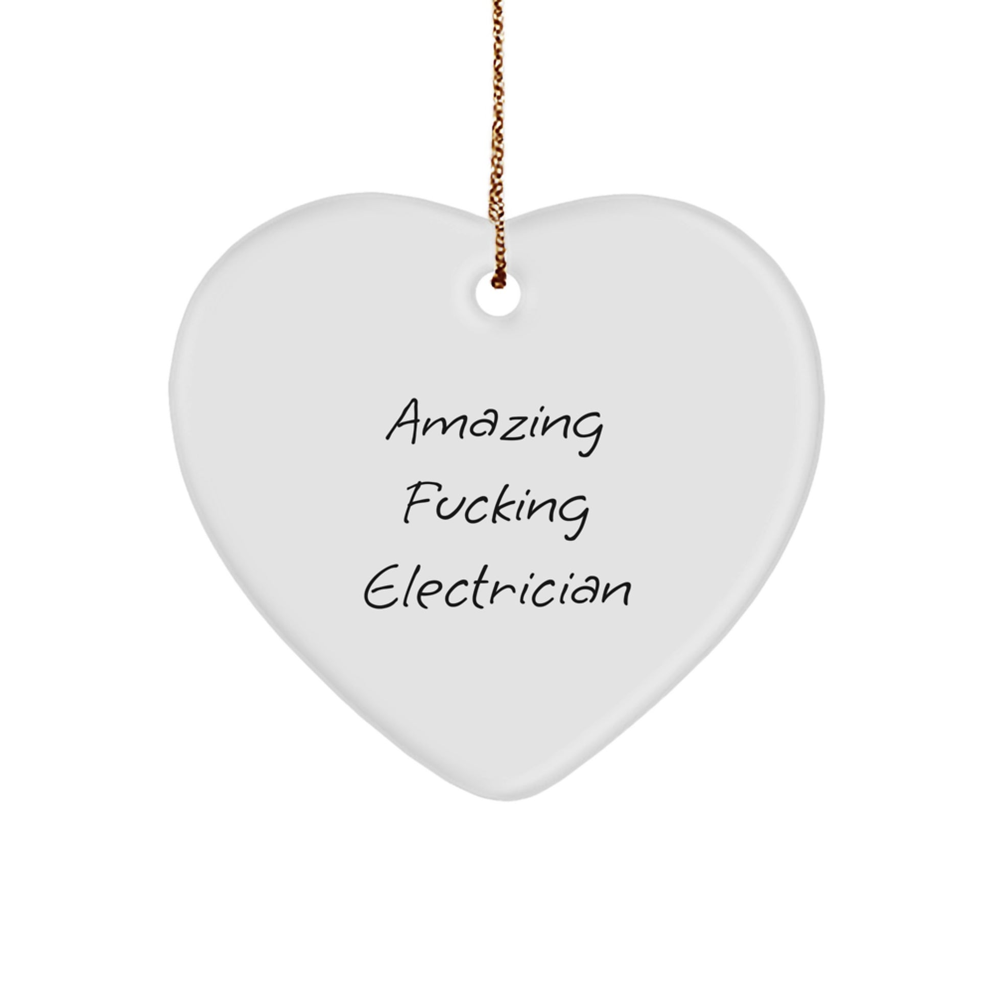 Funny Electrician Gifts for Men from Amazing Electrician Christmas Heart Ornament, 'Amazing F--king Electrician' Quote, Electrician Heart Ornament for Friends and Family - Image 1