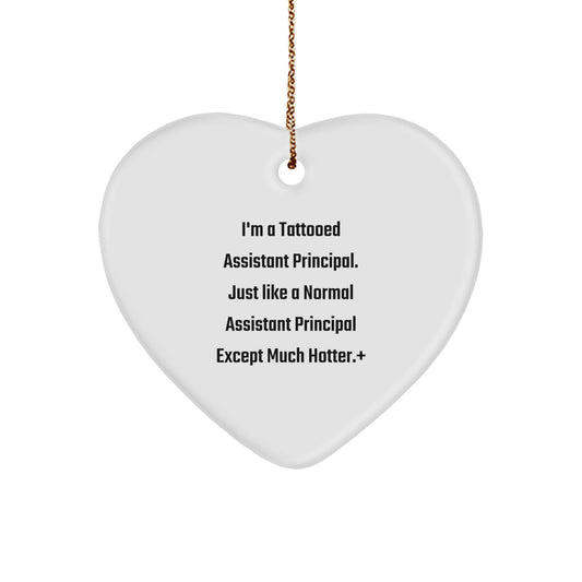 Funny Tattooed Assistant Principal Heart Ornament, Gifts from Men to Assistant Principals, Unique Christmas Unique Gifts - Image 1
