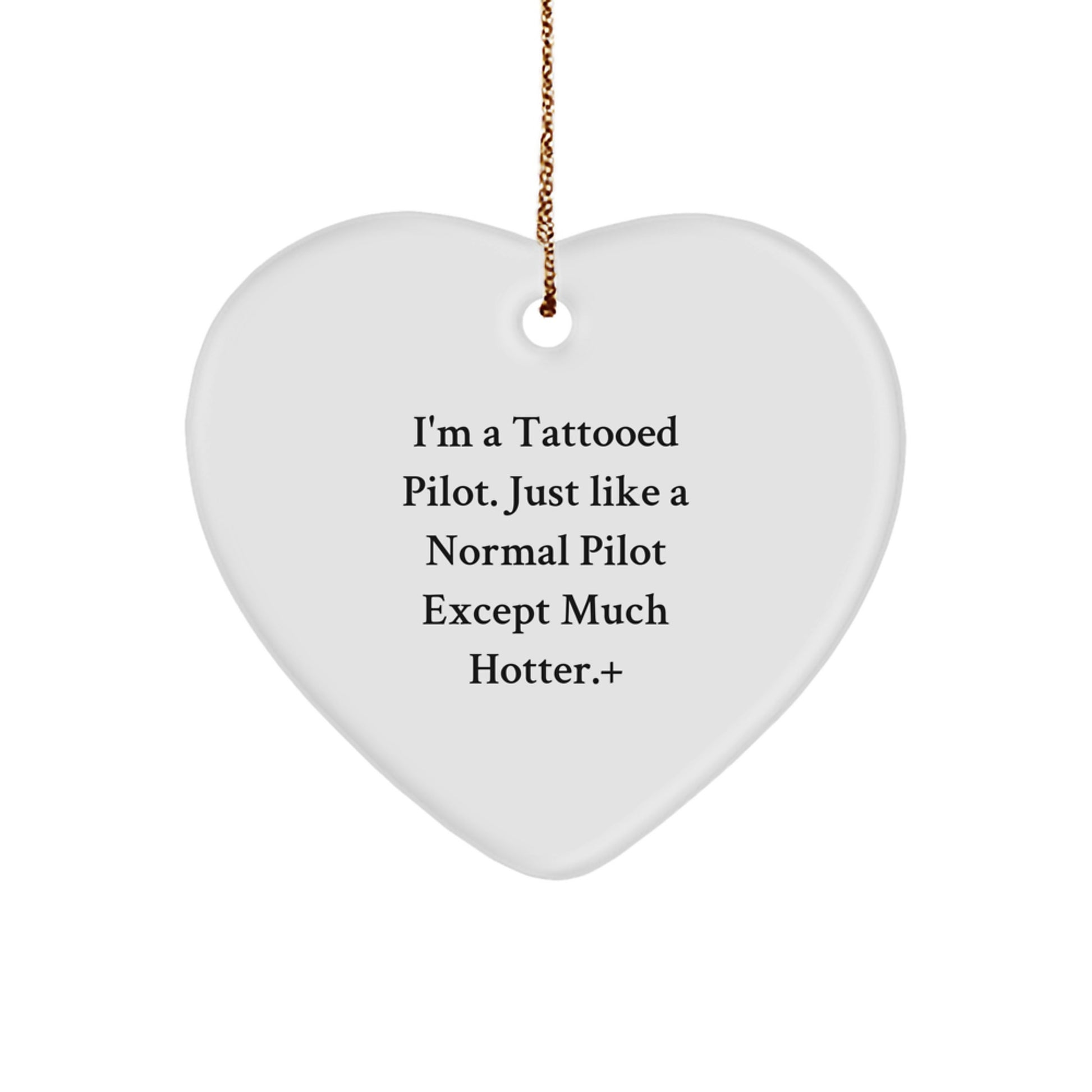 Pilot Gifts for Men - Funny Tattooed Pilot Heart Ornament, Christmas Unique Gifts from Friends to Family - Image 1