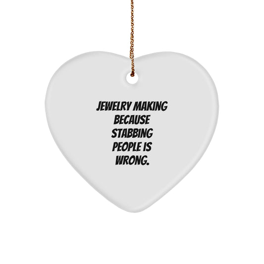 Funny Jewelry Making Gifts from Friends and Family - Heart Ornament, White, Christmas Unique - Image 1