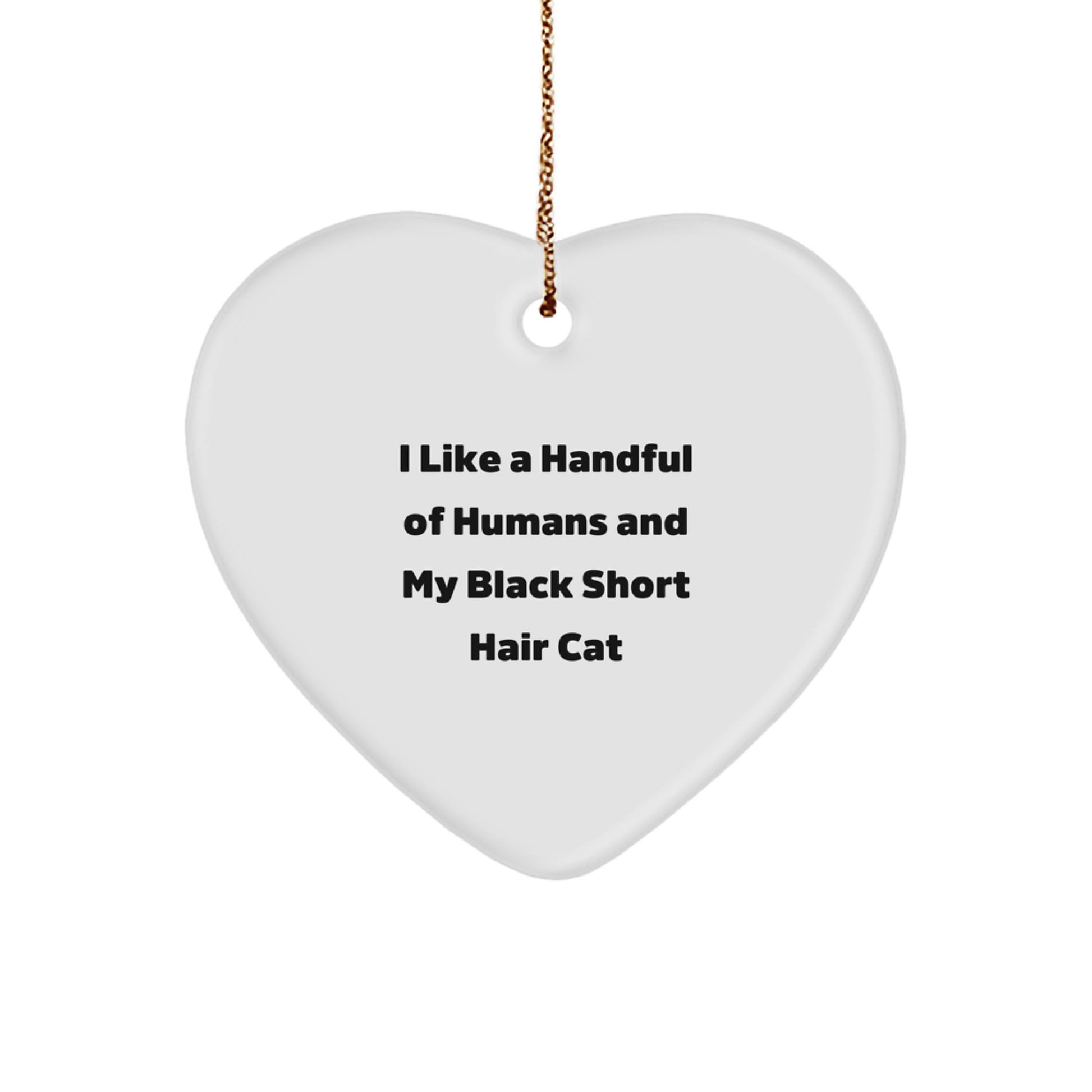 Funny Black Short Hair Cat Gifts, Heart Ornament for Friends, Gifts from Men to Family, 'I Like A Handful Of Humans And My Black Short Hair Cat' Quote, Christmas Unique Gifts for Her - Image 1