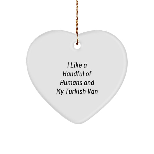 Turkish Van Cat Lover's Heart Ornament, Funny Quote Gifts from Friends to Family, Christmas Unique Presents - Image 1