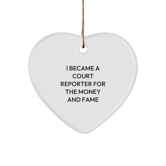 Funny Court Reporter Gifts For Men,Funny Quote Heart Ornament,Christmas Unique Gifts From Friends For Family - Image 1