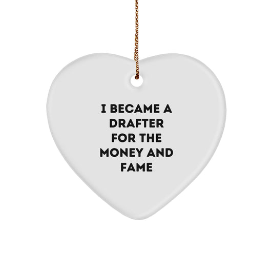 Drafter Gifts from Friends - Heart Ornament for Christmas with Funny Quote - Unique Gifts for Drafter - Image 1