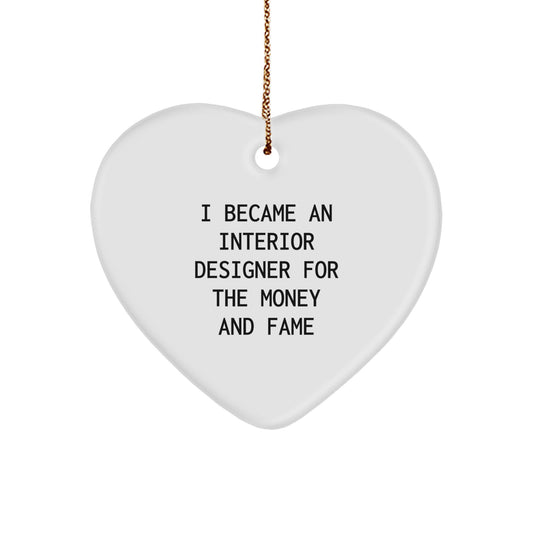 Interior Designer Gifts for Women, Funny Quote Heart Ornament, Christmas Unique Gifts from Friends, Family, Coworkers - Image 1