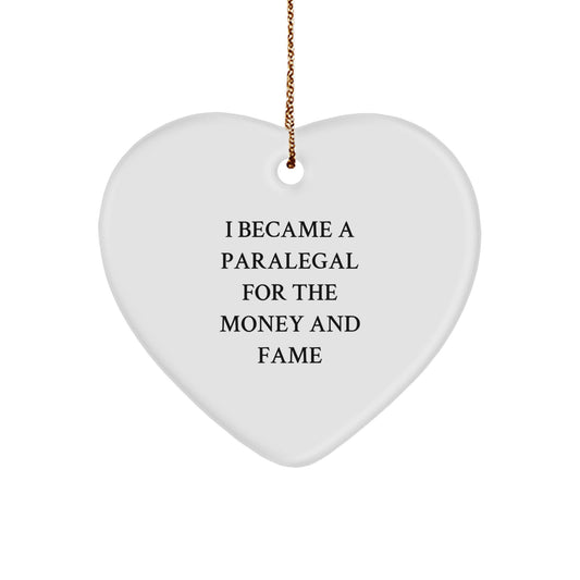 Paralegal Gifts, Funny Quote Heart Ornament for Christmas - Gifts from Friends to Paralegal Coworkers - Image 1