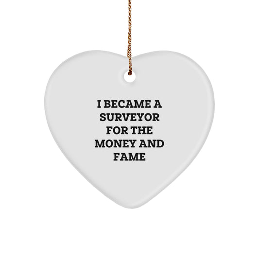 Surveyor Gifts for Friends, Christmas Unique Gifts from Men, Heart Ornament for Surveyor - Image 1
