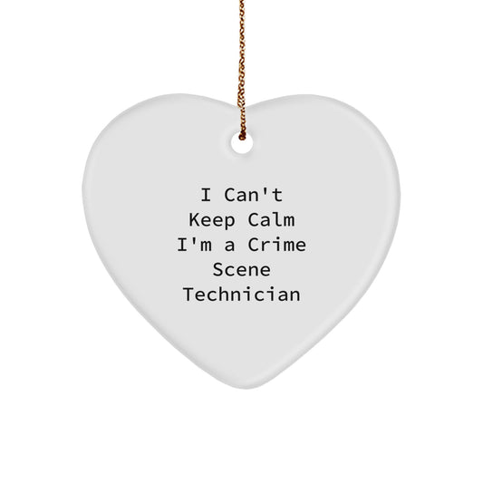 Funny Crime Scene Technician Gifts - I Can't Keep Calm Heart Ornament, Gifts from Crime Scene Technician Friends and Family for Christmas - Image 1