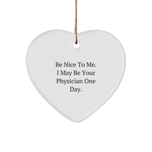 Funny Heart Ornament for Physicians, 'Be Nice To Me. I May Be Your Physician One Day.', Gifts from Friends, Christmas Unique Gifts for Physician - Image 1
