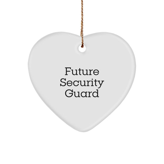 Funny Future Security Guard Heart Ornament, Gifts from Men to Security Guard, Heart-Shaped Christmas Unique Gifts, 'A Future Security Guard is Always in My Heart' - Image 1