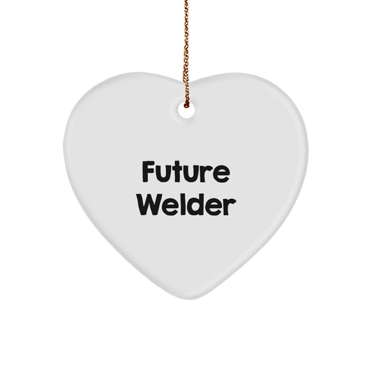 Welder Gifts from Friends - Future Welder Heart Ornament, Funny Quote, Christmas Decoration - Image 1