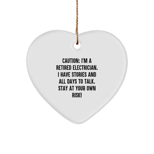 Electrician Humor Heart Ornament, Funny Quote Gifts for Men, Unique Christmas Unique Gifts from Women, Durable MDF Construction with Gold Cord - Image 1