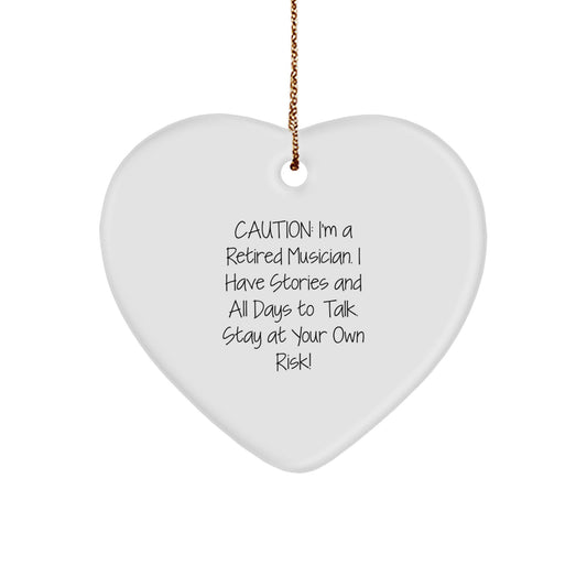 Funny Musician Gifts from Friends to Friends - Heart Ornament with Caution Quote - Christmas Unique Presents - Image 1