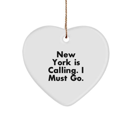New York Heart Ornament Gifts from Friends to Family - 'New York Is Calling. I Must Go.' Christmas Decor - Image 1