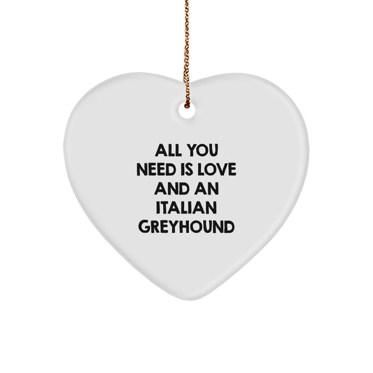 Italian Greyhounds Love, Gifts from Friends for Italian Greyhound Dog, Heart Ornament for Christmas - Image 1