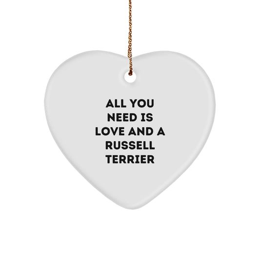 Russell Terrier Dog Heart Ornament, Funny Quote Gifts from Family for Christmas, Heart-Shaped, White, 2.75\ - Image 1