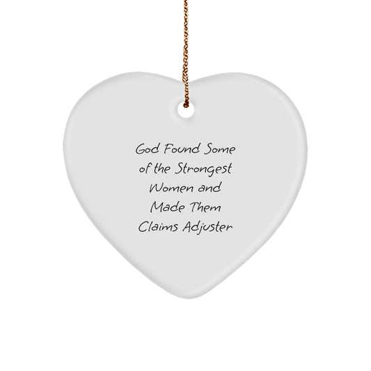 Funny Claims Adjuster Gifts from Women, Gifts for Claims Adjuster, Heart Ornament with Inspirational Quote, Christmas Unique Gifts - Image 1