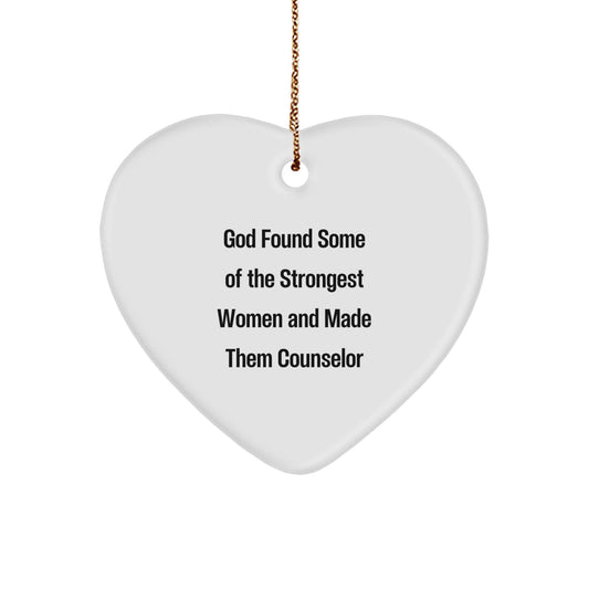 Counselor Gifts from God - Inspirational Heart Ornament for Strong Women, Funny Quote, Christmas Unique Gifts for Counselors - Image 1