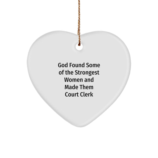 Court Clerk Gifts from Friends, Women, or Family - Inspirational Heart Ornament for Christmas - Image 1