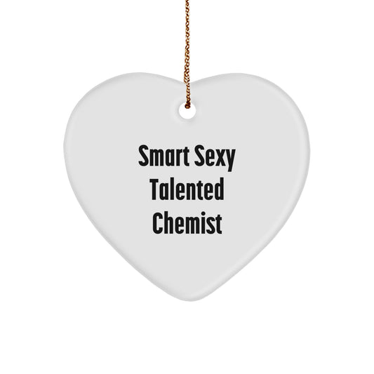 Gifts from Friends for Smart Sexy Talented Chemists - 'Love is in the Lab' Heart Ornament, White, 2.75" Tall, Christmas - Image 1