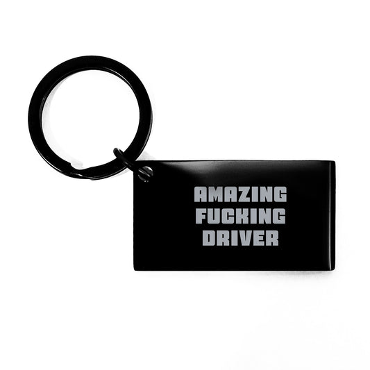 Funny Driver Gifts for Men - Keychain with Engraved Message, Black Stainless Steel, Perfect Graduation Present from Friends - Image 1