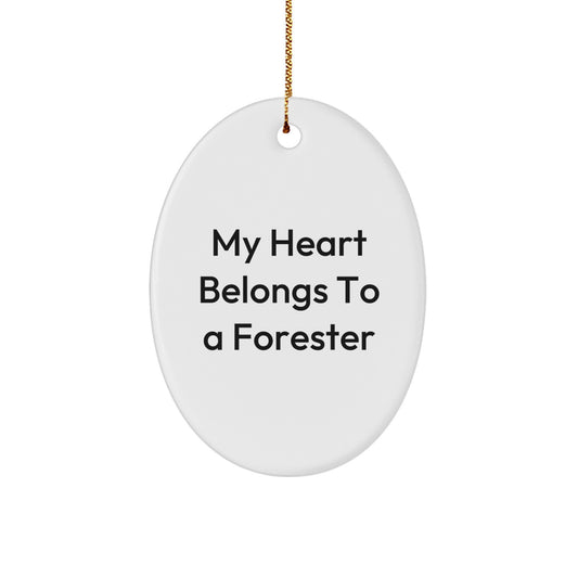 Forester's Heart Belongs To A Unique Oval Ornament Gifts from Friends for Men, Funny Inspirational Christmas Decor - Image 1