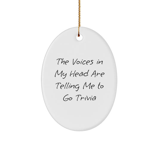 Trivia Fun Gifts from Friends, Oval Ornament for Trivia Night, Funny Quote, Christmas Trivia Gifts for Men, Women, Family, Friends - Image 1