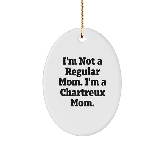 Chartreux Cat Mom Oval Ornament, Funny Gift for Friends, Family, Coworkers, Christmas Unique Gifts from Mom - Image 1