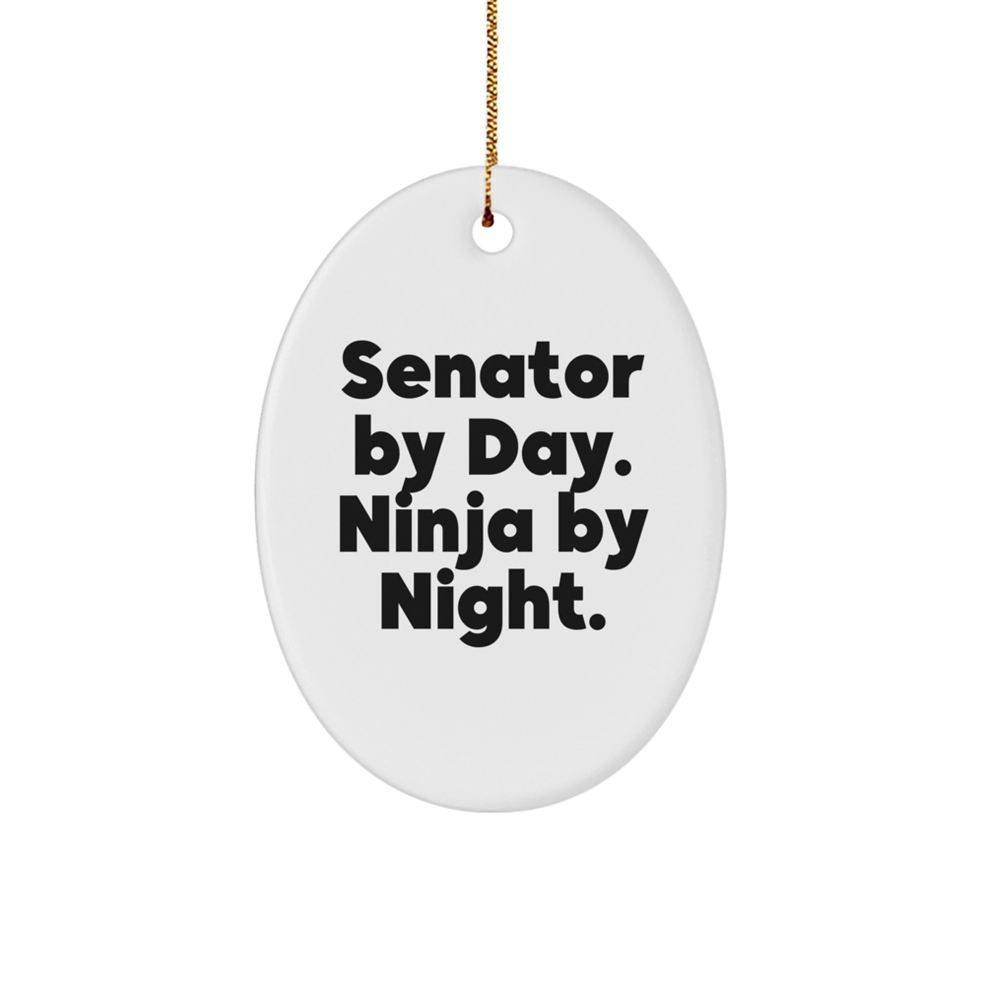 Senator Gifts, Oval Ornament, Funny Quote, Christmas Unique Senator By Day. Ninja By Night., Gifts from Family for Senator - Image 1