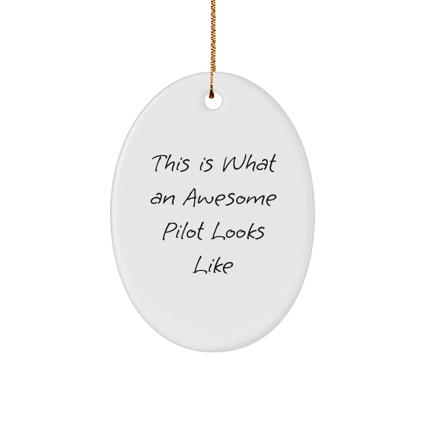 Funny Pilot Gifts for Men, This Is What An Awesome Pilot Looks Like Oval Ornament, White, 3.25'' Tall, Christmas Memorable Presents from Family - Image 1