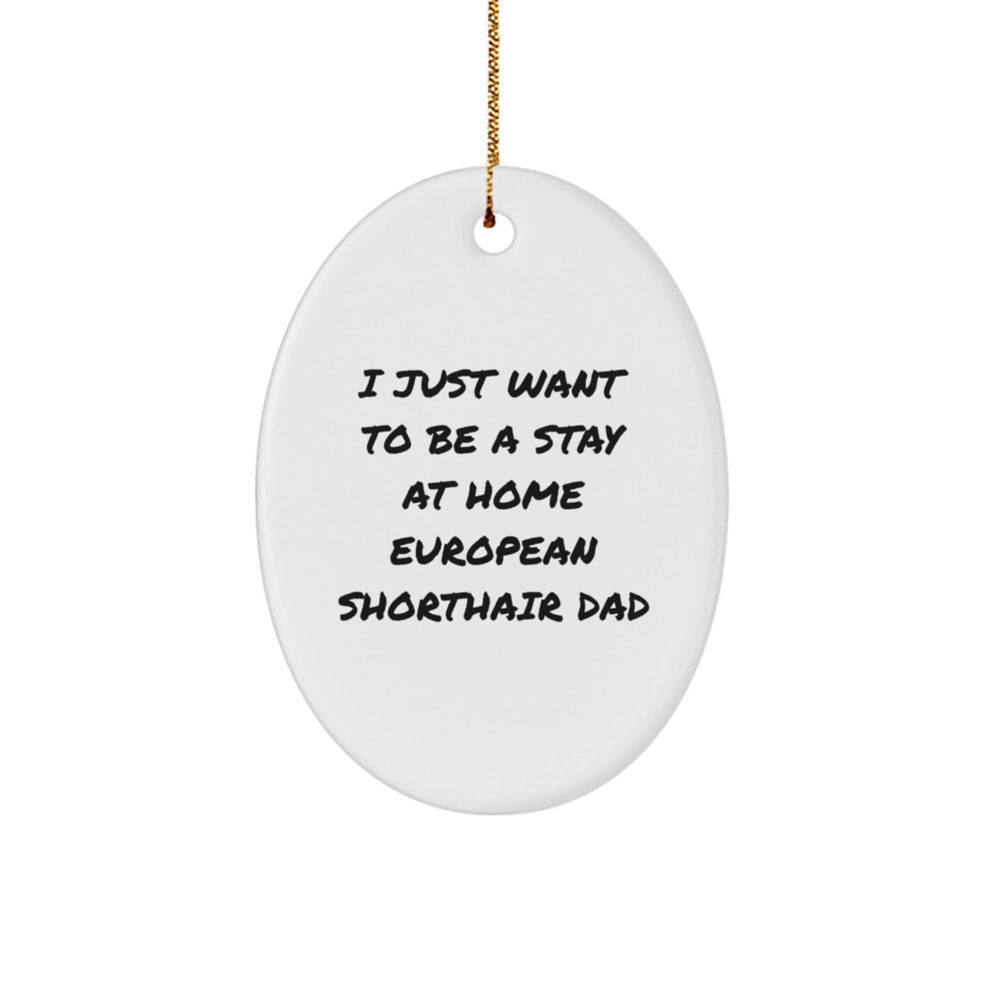Funny European Shorthair Cat Oval Ornament Gifts from Dad for Christmas - I Just Want To Be A Stay At Home European Shorthair Cat Dad - Image 1