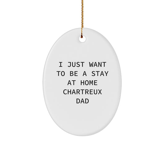 Funny Chartreux Cat Dad Gifts from Men to Friends for Christmas Unique Oval Ornaments - Image 1