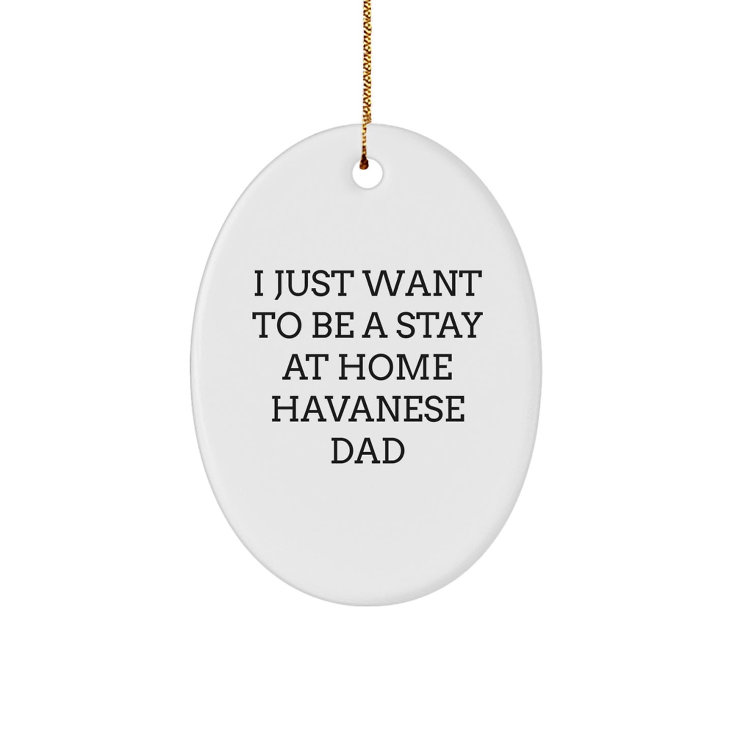 Havanese Dog Dad Gifts - I Just Want To Be A Stay At Home Havanese Dad Oval Ornament, Funny Christmas Unique Gift for Men Friends Family - Image 1