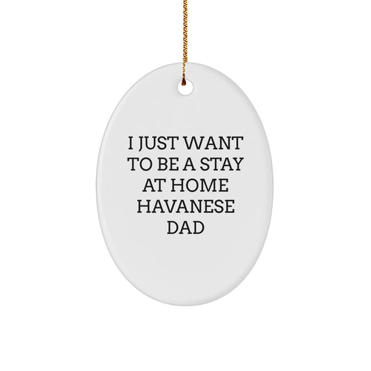 Havanese Dog Dad Gifts - I Just Want To Be A Stay At Home Havanese Dad Oval Ornament, Funny Christmas Unique Gift for Men Friends Family - Image 1