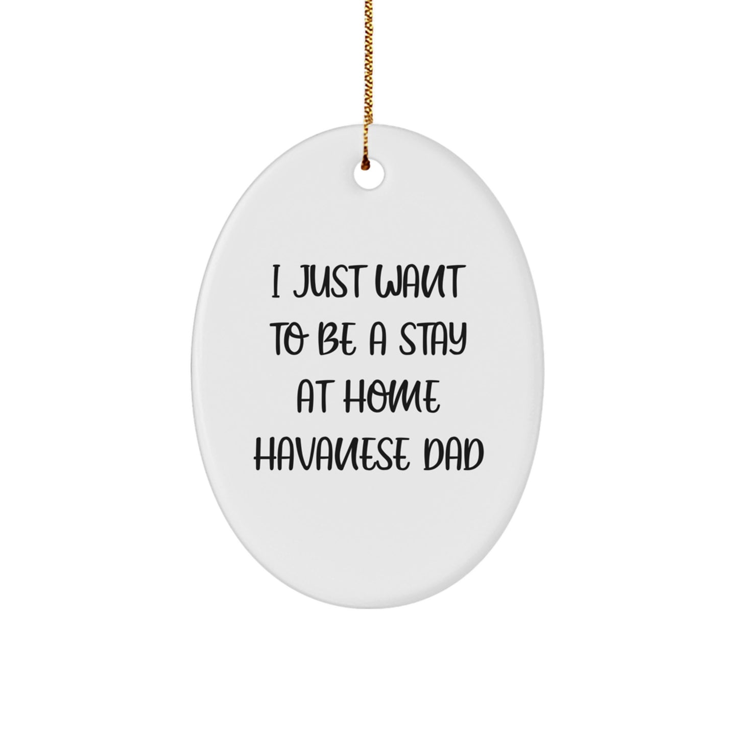 Funny Havanese Dog Dad Gifts, Oval Ornament for Christmas, 'I Just Want To Be A Stay At Home Havanese Dad' - Gifts from Dad for Havanese Dog Lovers - Image 1
