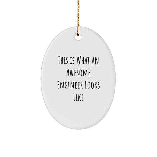 Funny Engineer Gifts from Men to Coworkers - This Is What An Awesome Engineer Looks Like Oval Ornament for Christmas - Image 1