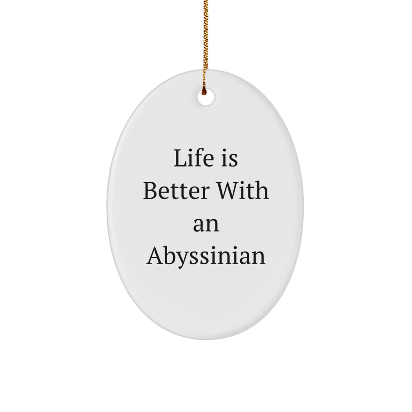 Abyssinian Cat Lovers Gifts from Friends and Family - Oval Ornament with Funny Quote 'Life Is Better With An Abyssinian' - Christmas Unique Gifts - Image 1