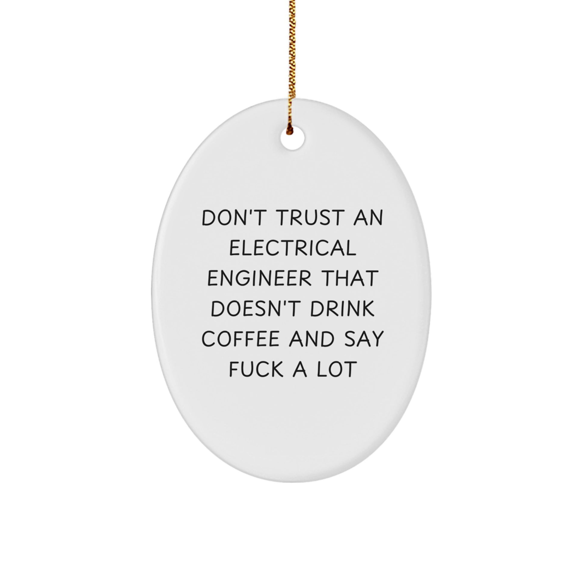 Funny Electrical Engineer Gifts from Friends and Family - Oval Ornament, 'Don't Trust an Electrical Engineer...' - Christmas Unique Presents - Image 1
