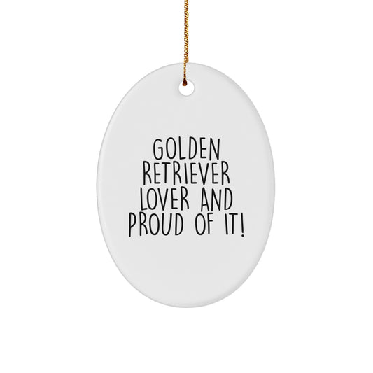 Golden Retriever Dog Lovers Gifts from Friends and Family for Christmas Unique Oval Ornament - Image 1