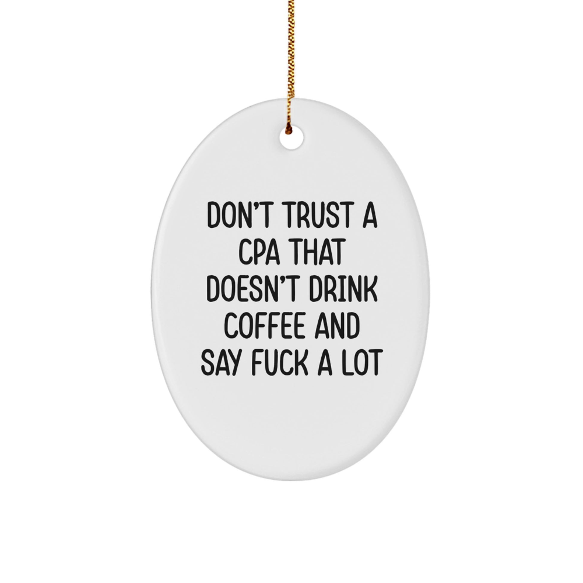 Funny CPA Gifts from Men, Oval Ornament with Sarcasm Quote, Christmas Unique Gifts for CPA, White, Durable MDF, High-Gloss Finish - Image 1