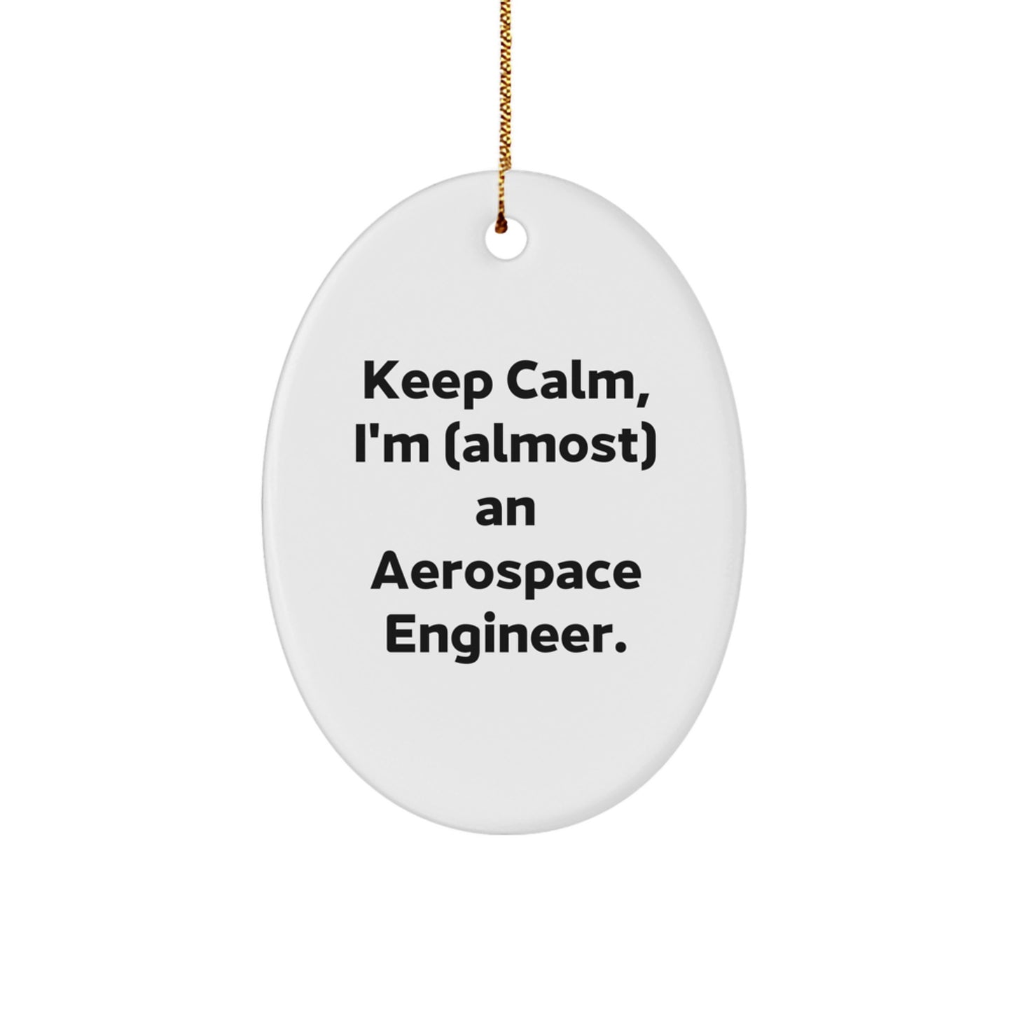 Aerospace Engineer Oval Ornament Gifts from Friends - 'Keep Calm, I'm (almost) An Aerospace Engineer.' - Christmas Unique Gifts for Men, Women, Coworkers, or Family - Image 1