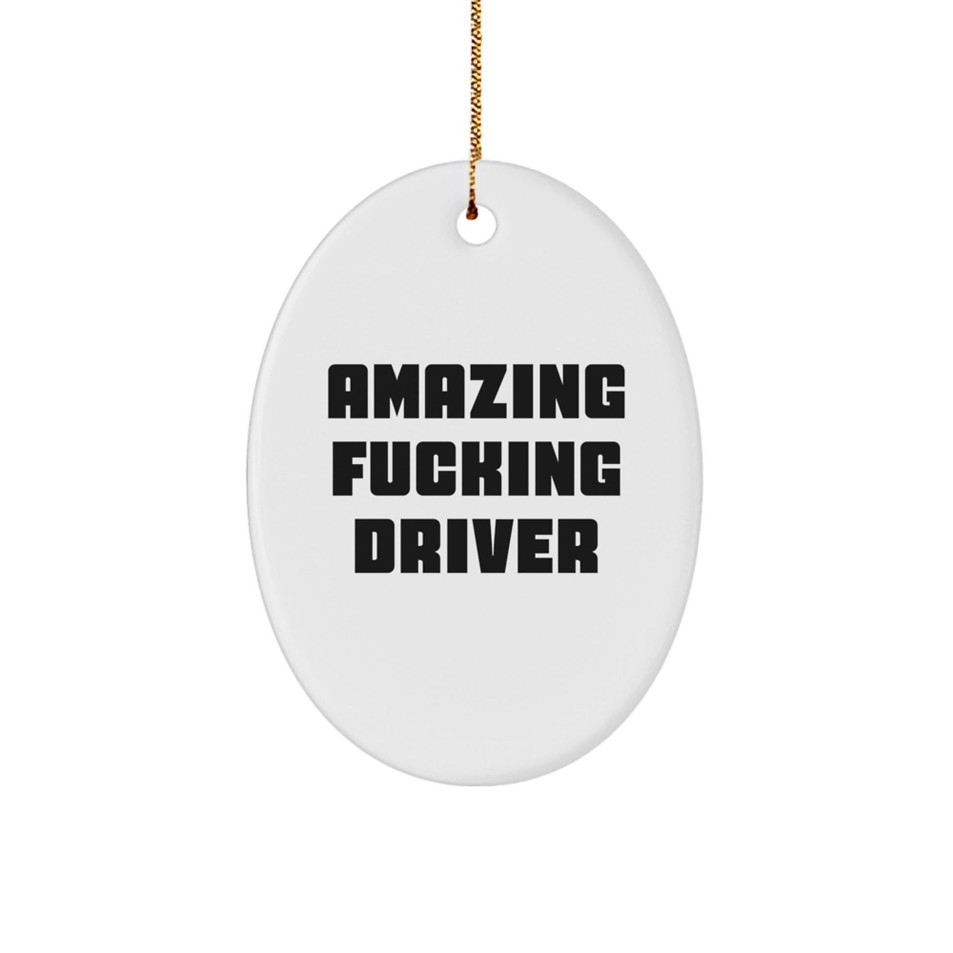 Funny Driver Gifts from Friends - Oval Ornament with Amazing Quote - Christmas Unique Presents for Men and Women - Image 1