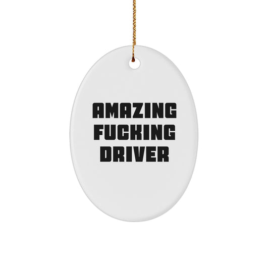 Funny Driver Gifts from Friends - Oval Ornament with Amazing Quote - Christmas Unique Presents for Men and Women - Image 1