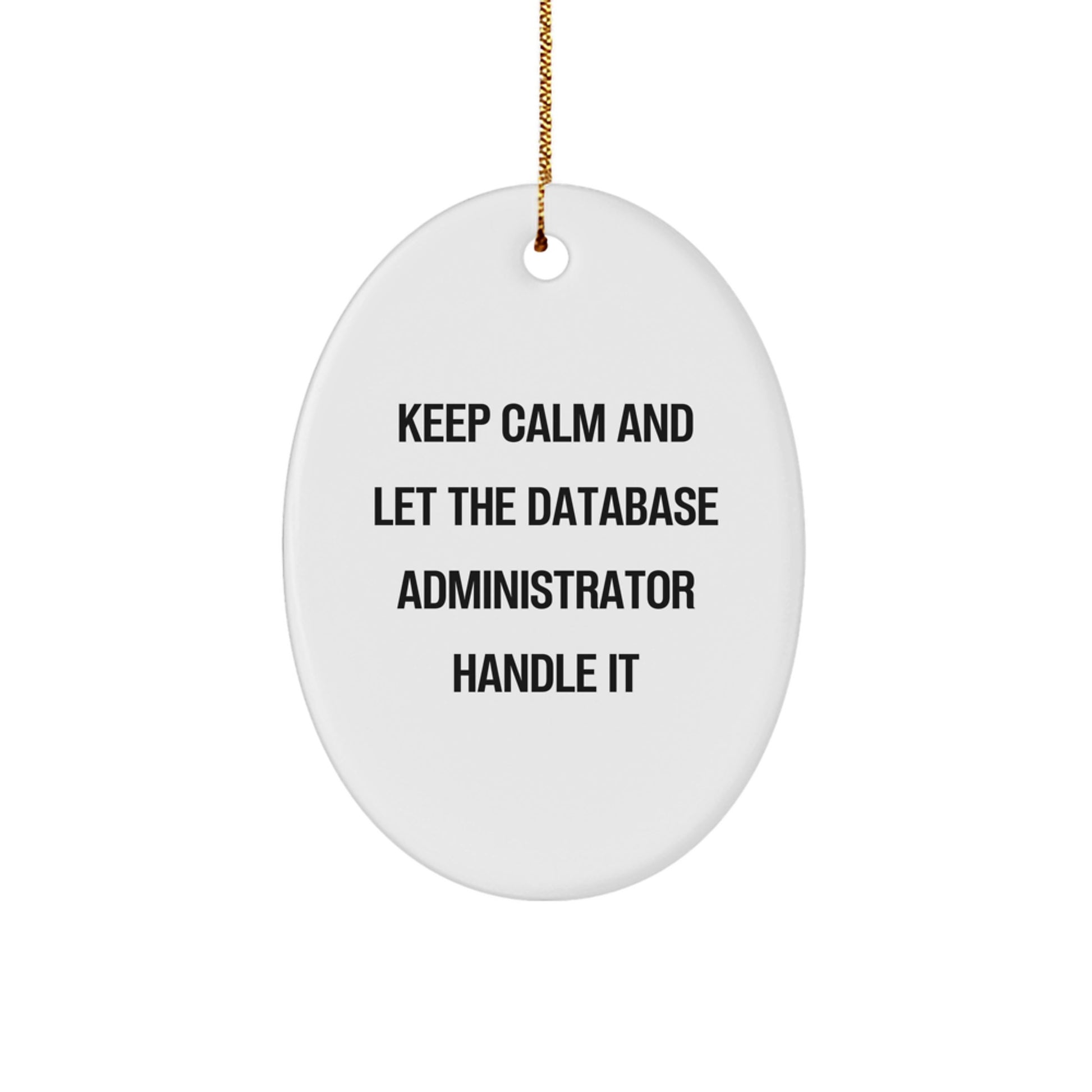 Keep Calm and Let the Database Administrator Handle It, Funny Oval Ornament Gifts for Database Administrators, Christmas Unique Gifts from Men to Friends - Image 1