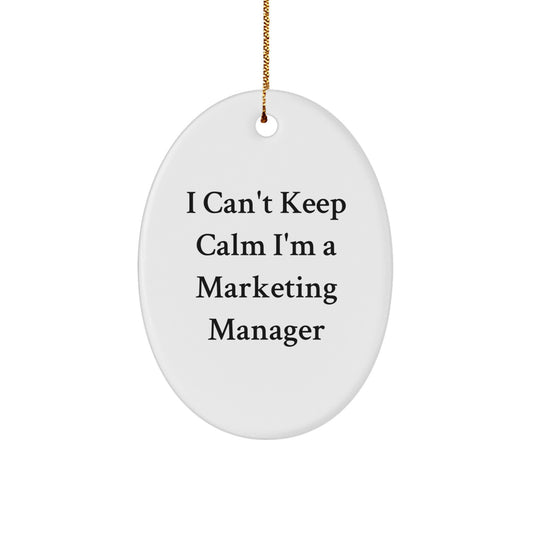 Funny Marketing Manager Oval Ornament Gifts for Men from I Can't Keep Calm to My Awesome Colleagues at Christmas - Image 1